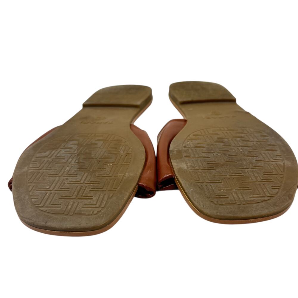 Tahari Sabana Cognac Brown Faux Leather Criss Cross Slide Sandals Padded Size 10 - Picture 7 of 8